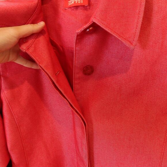 ESPRIT vintage red denim jacket peacoat button XS preppy fall retro classic 90s - Picture 7 of 8